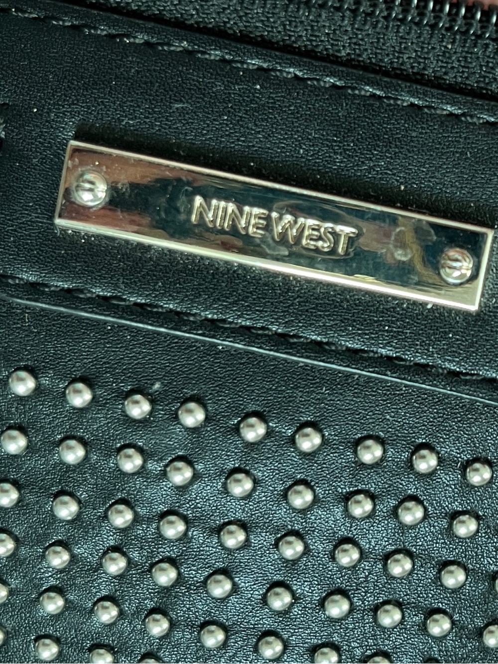 Nine West Vegan Leather Black Studded Wristlet - Picture 2 of 8